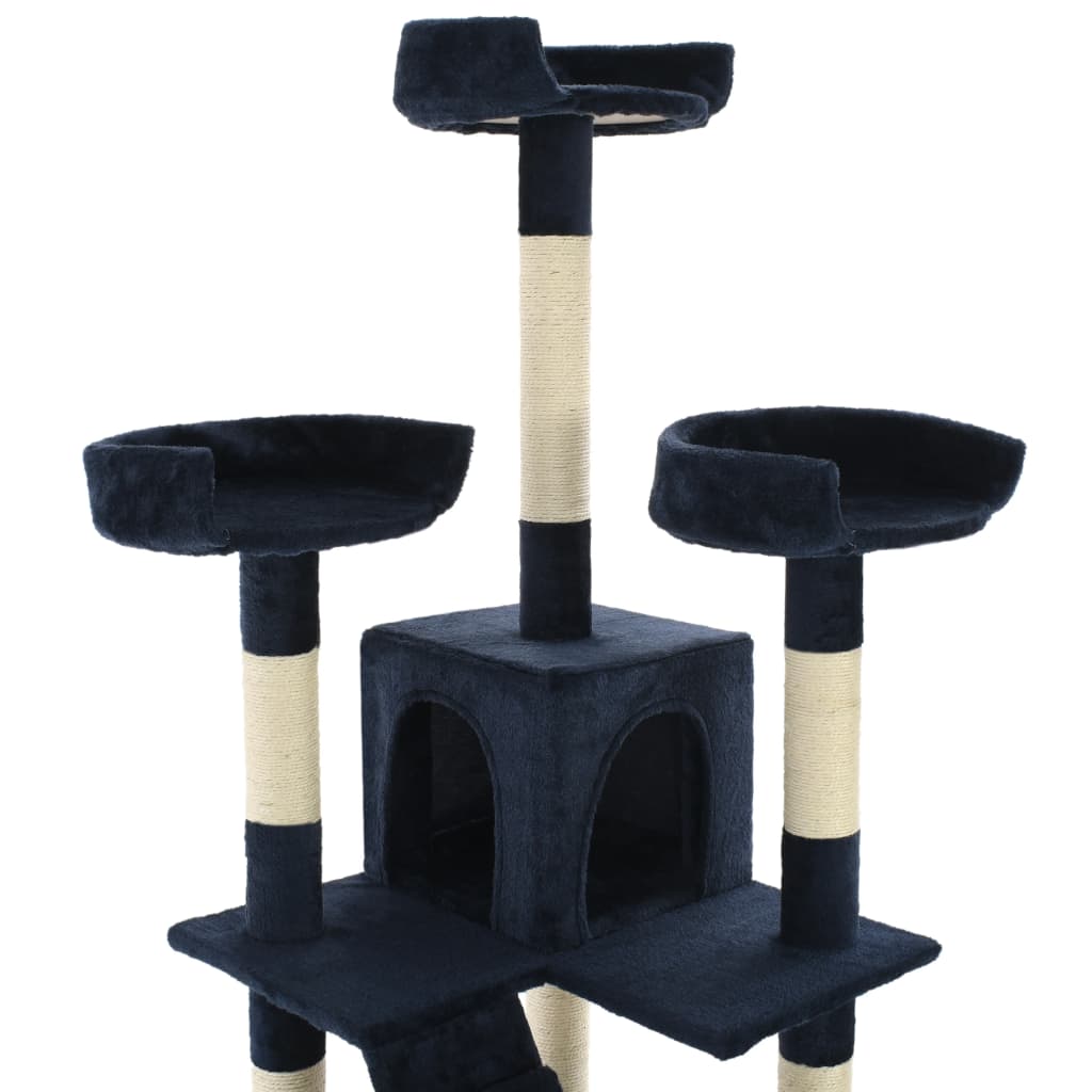vidaXL Ansamblu pentru pisici cu stâlpi funie sisal, 170 cm, albastru