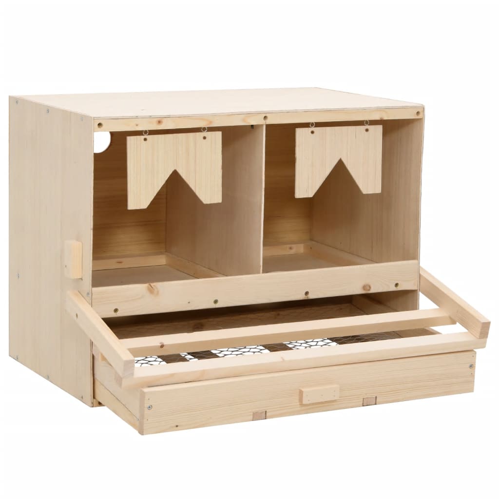 vidaXL Cuibar găini cu 2 compartimente, 63x40x45 cm, lemn masiv pin vidaXL Cuibar găini cu 2 compartimente, 63x40x45 cm, lemn masiv pin