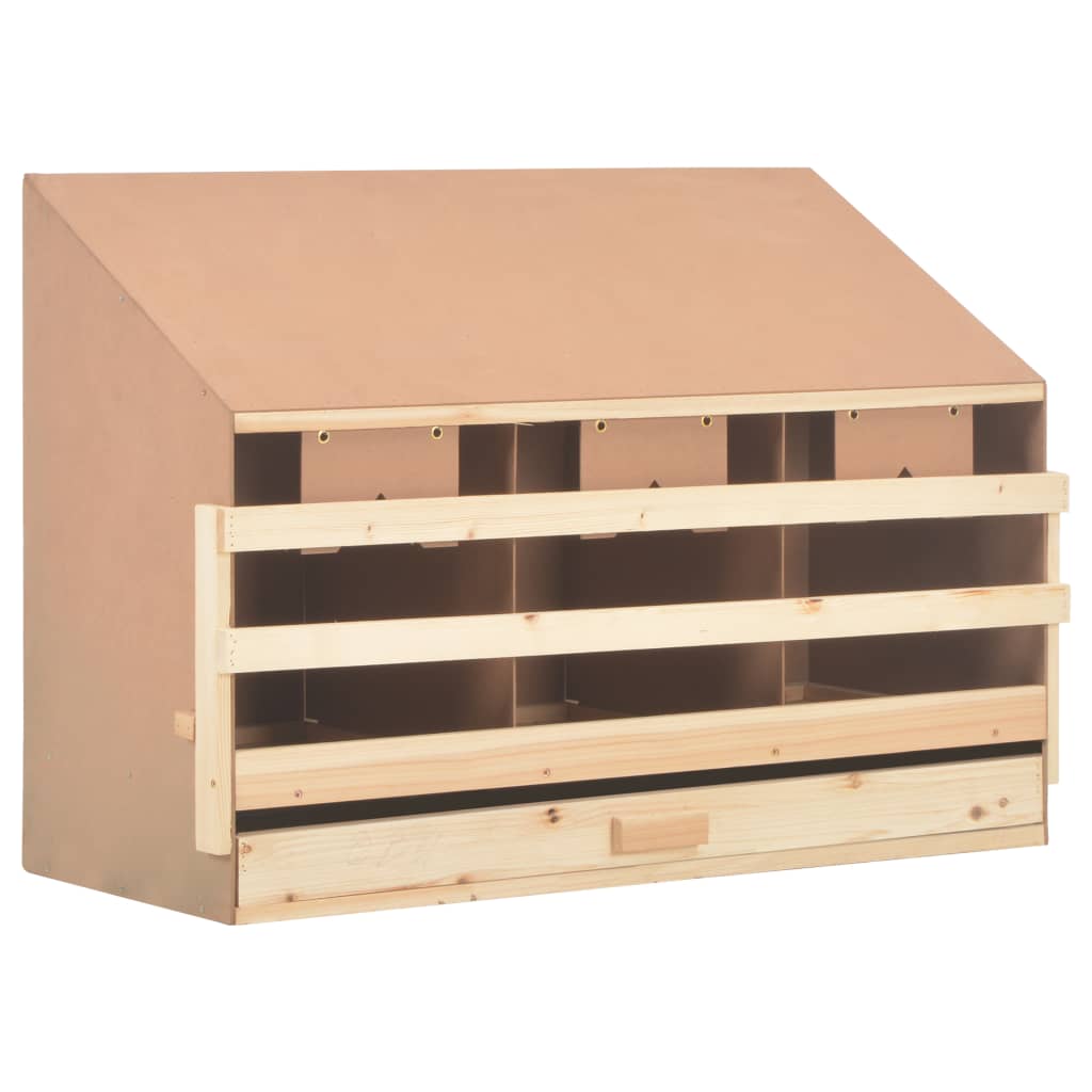 vidaXL Cuibar găin cu 3 compartimente, 93x40x65 cm, lemn masiv pin vidaXL Cuibar găin cu 3 compartimente, 93x40x65 cm, lemn masiv pin