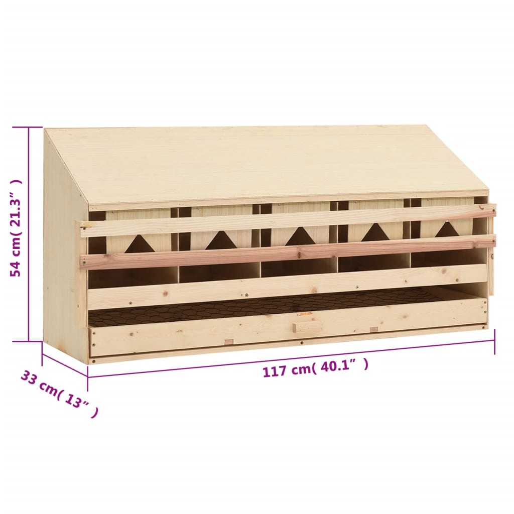 vidaXL Cuibar găini cu 5 compartimente 117x33x54 cm lemn masiv pin vidaXL Cuibar găini cu 5 compartimente 117x33x54 cm lemn masiv pin