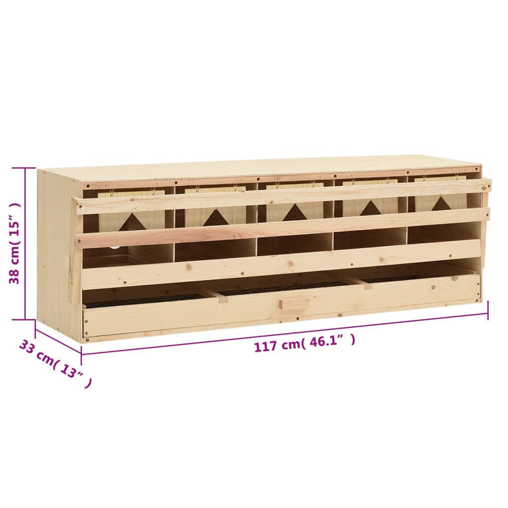 vidaXL Cuibar găini cu 5 compartimente, 117x33x38 cm, lemn masiv pin vidaXL Cuibar găini cu 5 compartimente, 117x33x38 cm, lemn masiv pin