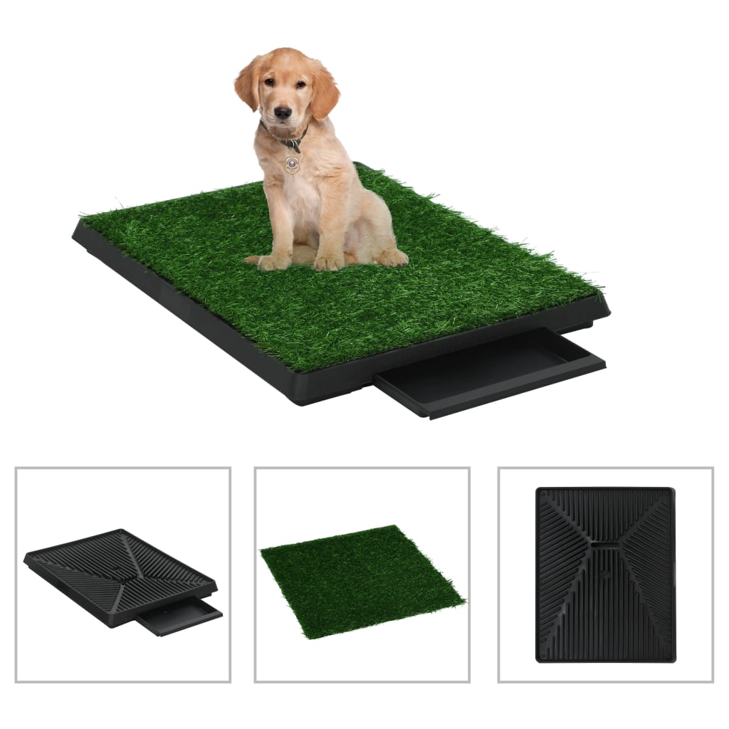 vidaXL Toaletă animale companie tavă & gazon artificial 63x50x7 cm WC vidaXL Toaletă animale companie tavă & gazon artificial 63x50x7 cm WC