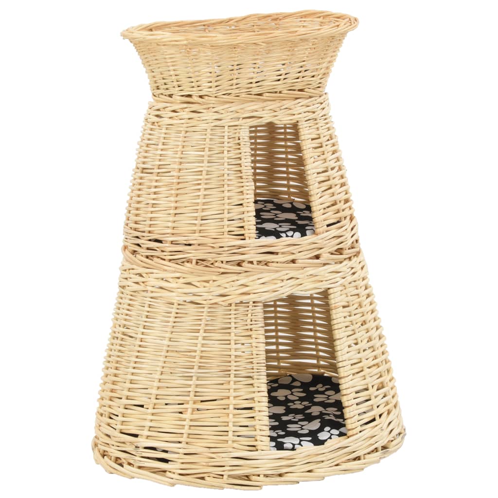 vidaXL Set coșuri pisici cu perne 3 piese 47x34x60 cm răchită naturală vidaXL Set coșuri pisici cu perne 3 piese 47x34x60 cm răchită naturală