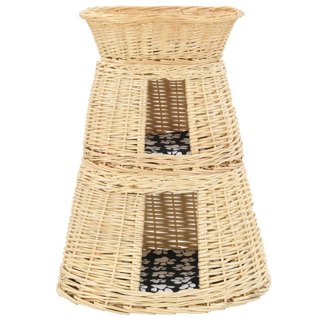 vidaXL Set coșuri pisici cu perne 3 piese 47x34x60 cm răchită naturală vidaXL Set coșuri pisici cu perne 3 piese 47x34x60 cm răchită naturală