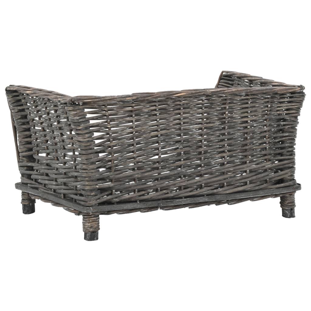 vidaXL Coș pentru câini cu pernă, gri, 50x33x30 cm, salcie naturală vidaXL Coș pentru câini cu pernă, gri, 50x33x30 cm, salcie naturală
