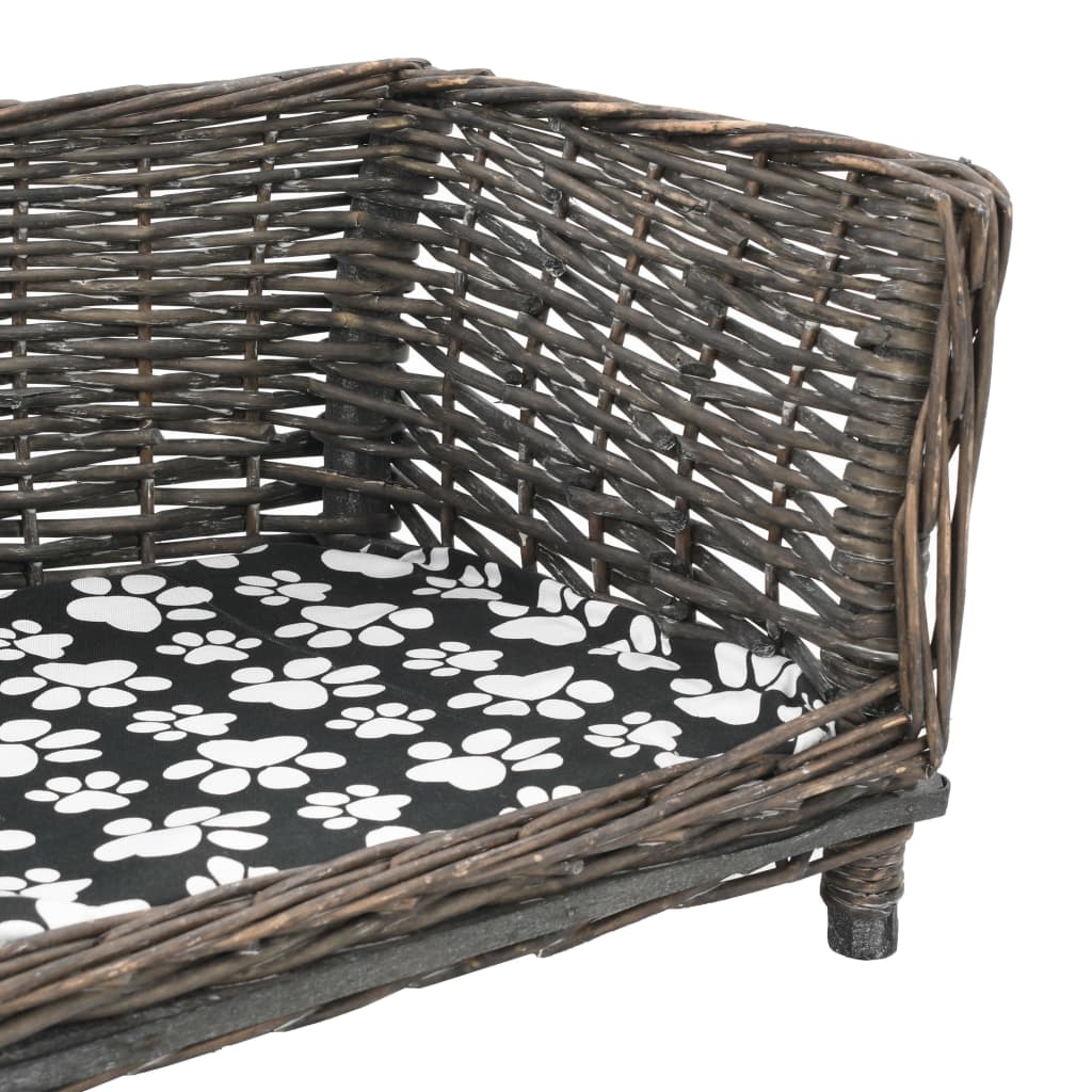 vidaXL Coș pentru câini cu pernă, gri, 50x33x30 cm, salcie naturală vidaXL Coș pentru câini cu pernă, gri, 50x33x30 cm, salcie naturală
