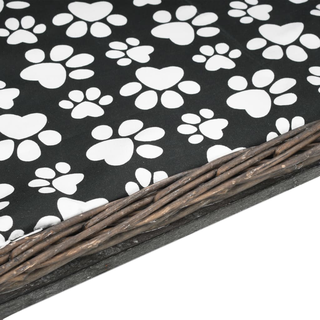 vidaXL Coș pentru câini cu pernă, gri, 50x33x30 cm, salcie naturală vidaXL Coș pentru câini cu pernă, gri, 50x33x30 cm, salcie naturală