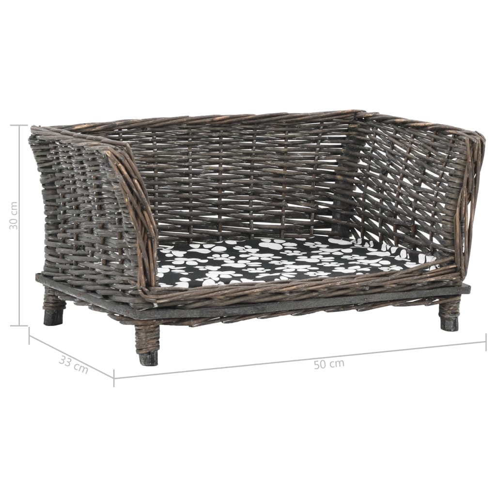 vidaXL Coș pentru câini cu pernă, gri, 50x33x30 cm, salcie naturală vidaXL Coș pentru câini cu pernă, gri, 50x33x30 cm, salcie naturală