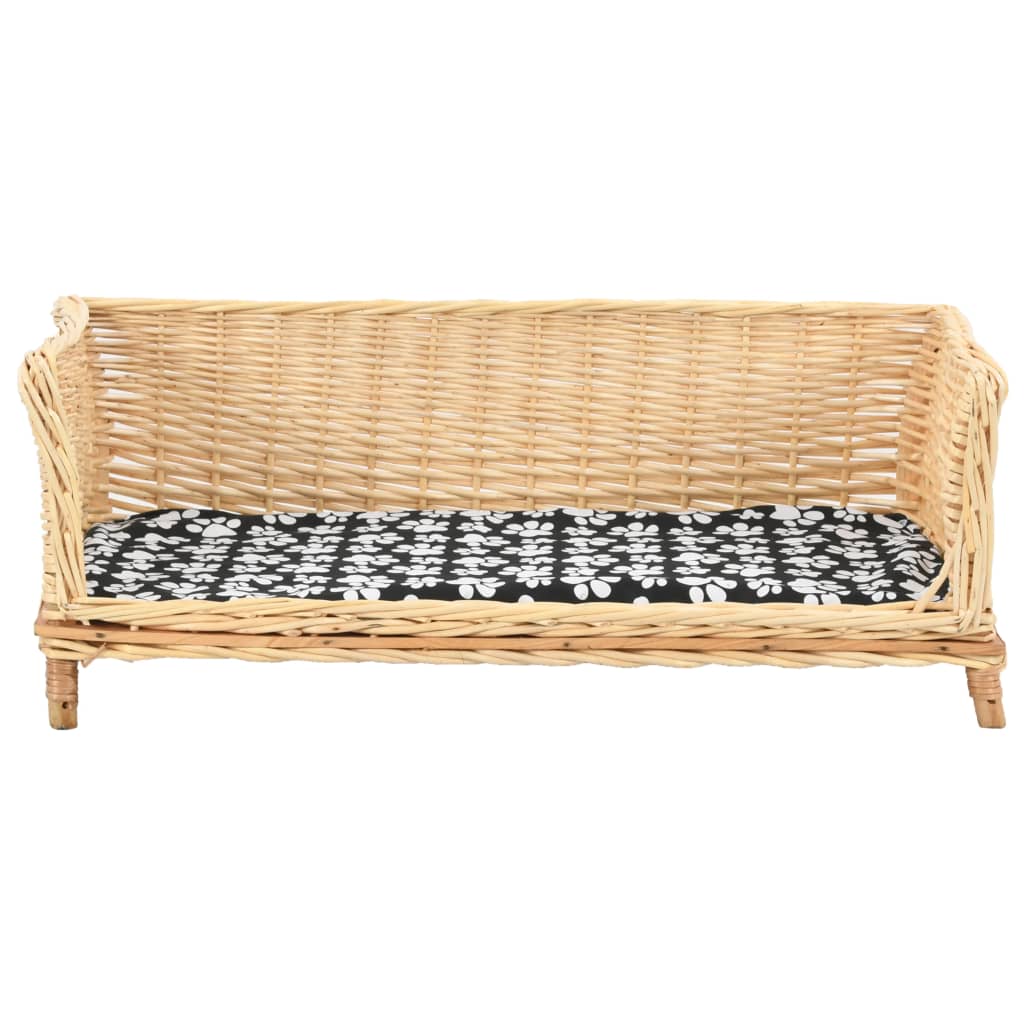 vidaXL Coș pentru câini cu pernă, natural, 90x54x35 cm, răchită vidaXL Coș pentru câini cu pernă, natural, 90x54x35 cm, răchită