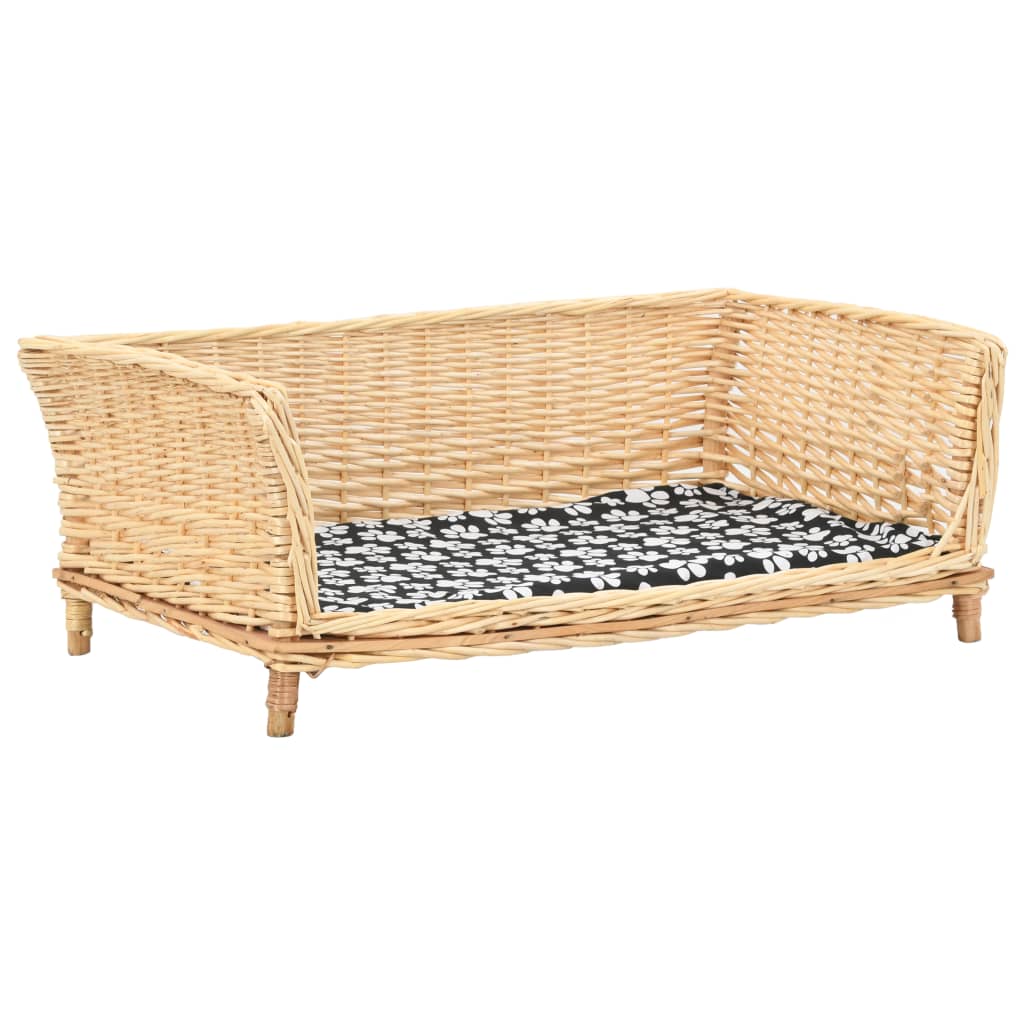 vidaXL Coș pentru câini cu pernă, natural, 90x54x35 cm, răchită vidaXL Coș pentru câini cu pernă, natural, 90x54x35 cm, răchită