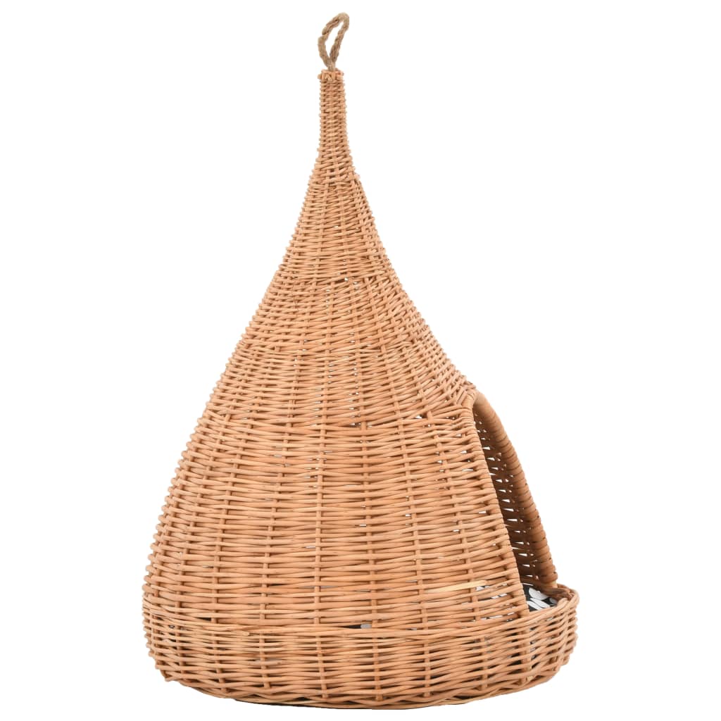 vidaXL Casă pentru pisici cu pernă, 40x60 cm, salcie naturală, teepee vidaXL Casă pentru pisici cu pernă, 40x60 cm, salcie naturală, teepee