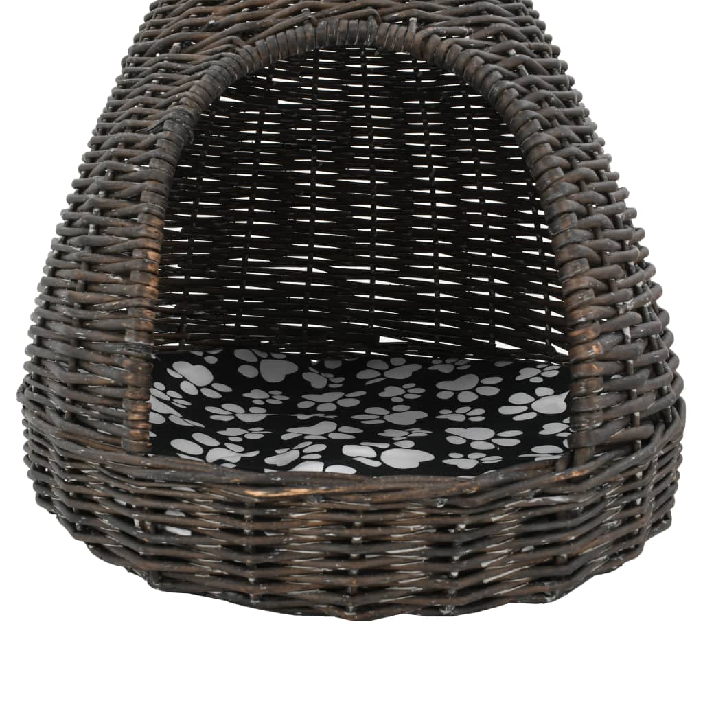 vidaXL Casă de pisici cu pernă, gri, 40x60 cm, salcie naturală, teepee