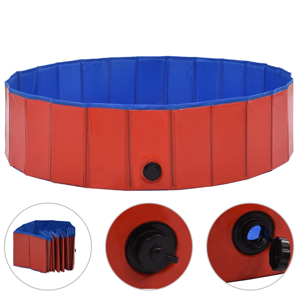 vidaXL Piscină pentru câini pliabilă, roșu, 120 x 30 cm, PVC vidaXL Piscină pentru câini pliabilă, roșu, 120 x 30 cm, PVC