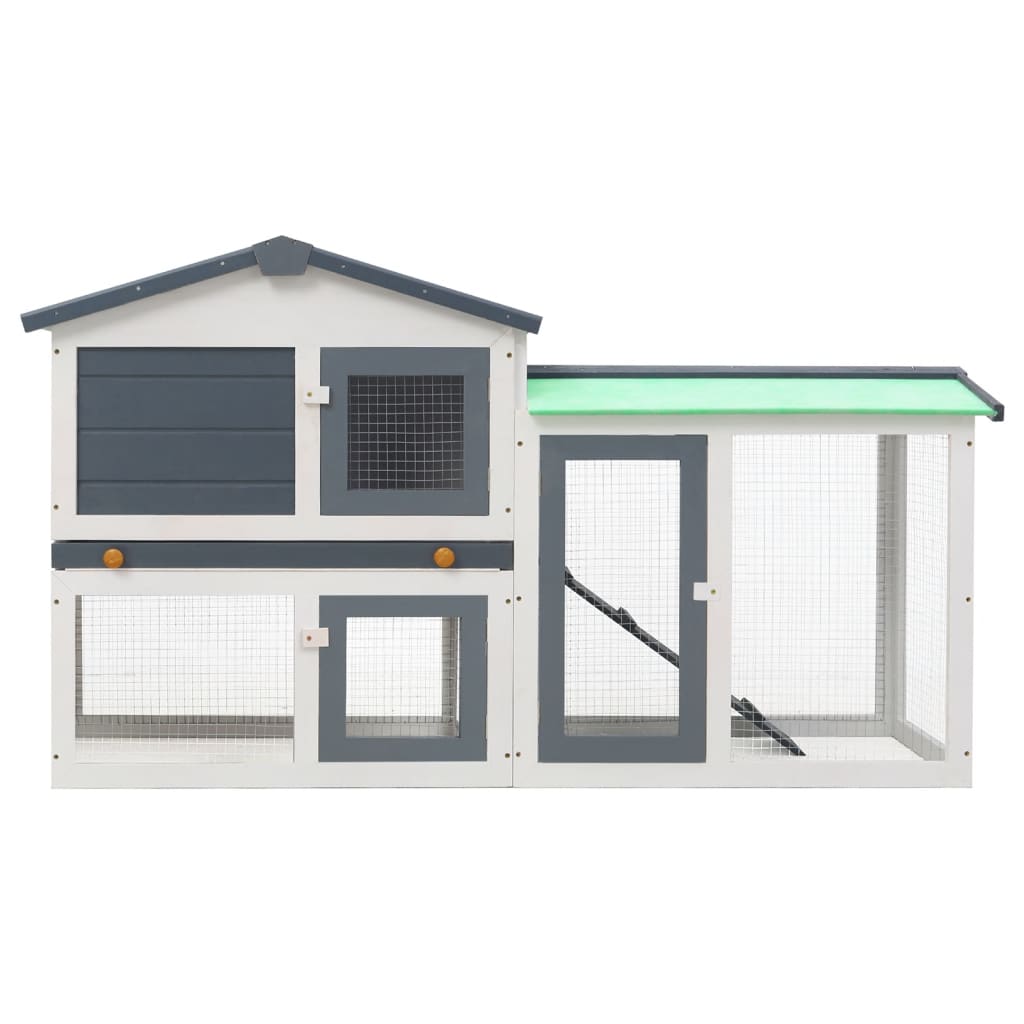 vidaXL Cușcă mare exterior pt. iepuri, gri și alb, 145x45x84 cm, lemn