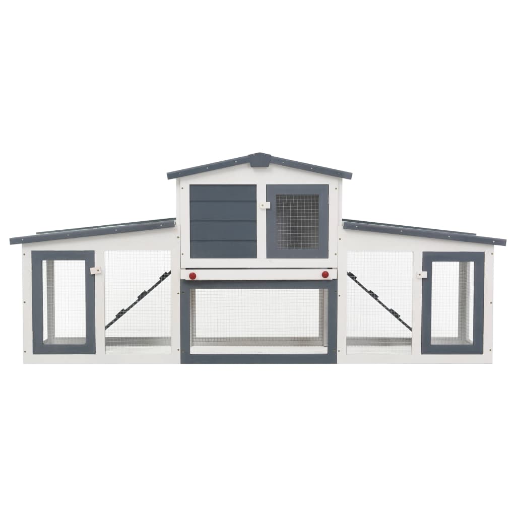vidaXL Cușcă de iepuri mare exterior, gri și alb, 201x45x85 cm, lemn vidaXL Cușcă de iepuri mare exterior, gri și alb, 201x45x85 cm, lemn