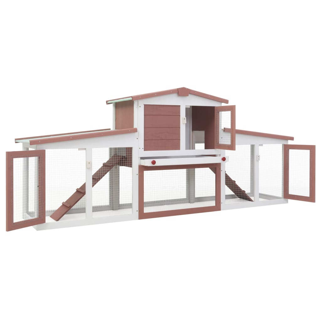 vidaXL Cușcă mare exterior pt. iepuri, maro și alb, 201x45x85 cm, lemn vidaXL Cușcă mare exterior pt. iepuri, maro și alb, 201x45x85 cm, lemn