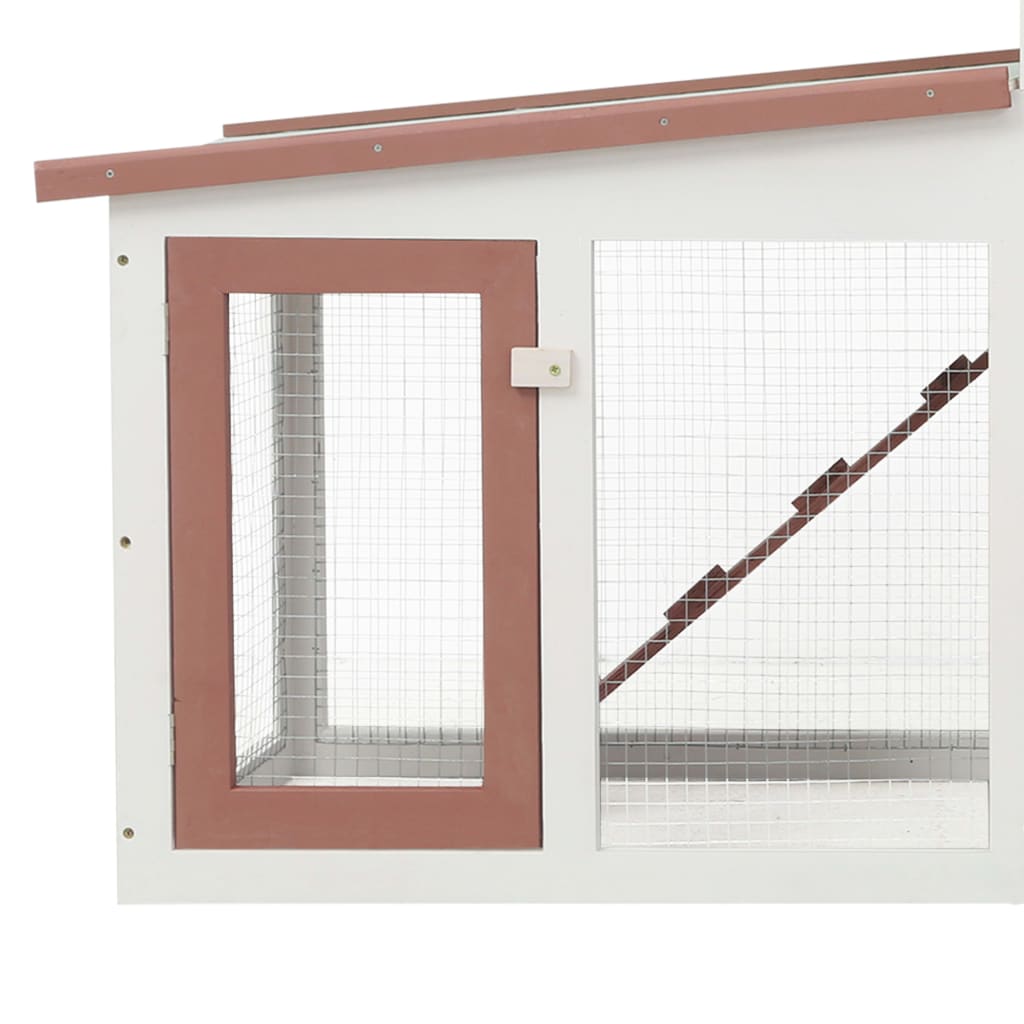 vidaXL Cușcă mare exterior pt. iepuri, maro și alb, 201x45x85 cm, lemn vidaXL Cușcă mare exterior pt. iepuri, maro și alb, 201x45x85 cm, lemn
