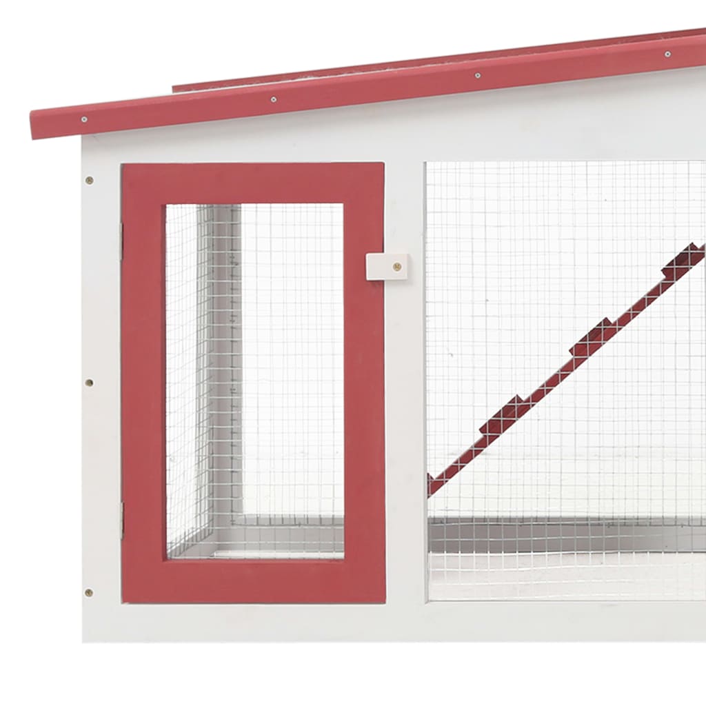vidaXL Cușcă mare exterior pt. iepuri, roșu și alb, 201x45x85 cm, lemn vidaXL Cușcă mare exterior pt. iepuri, roșu și alb, 201x45x85 cm, lemn