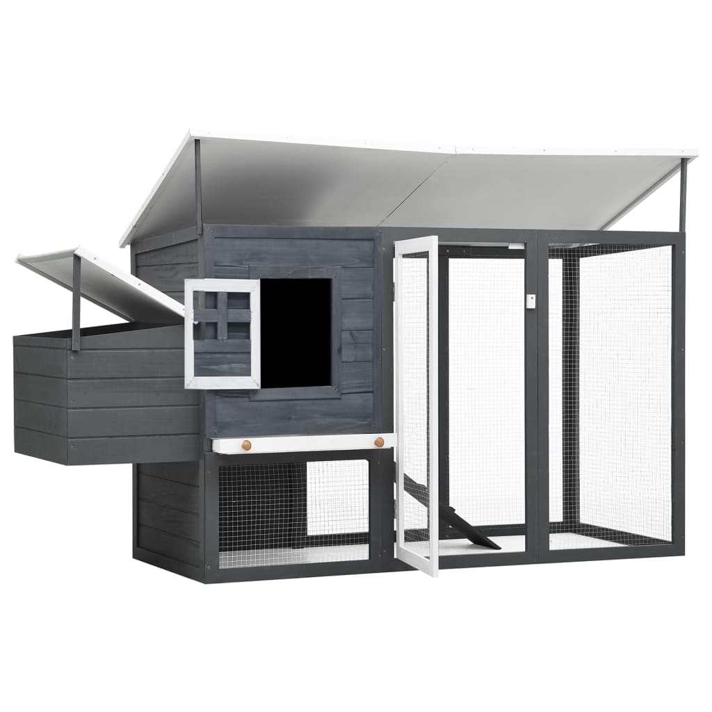 vidaXL Coteț de păsări de exterior, casă găini cu 1 cuibar, gri, lemn vidaXL Coteț de păsări de exterior, casă găini cu 1 cuibar, gri, lemn