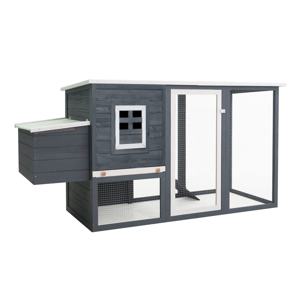 vidaXL Coteț de păsări de exterior, casă găini cu 1 cuibar, gri, lemn vidaXL Coteț de păsări de exterior, casă găini cu 1 cuibar, gri, lemn