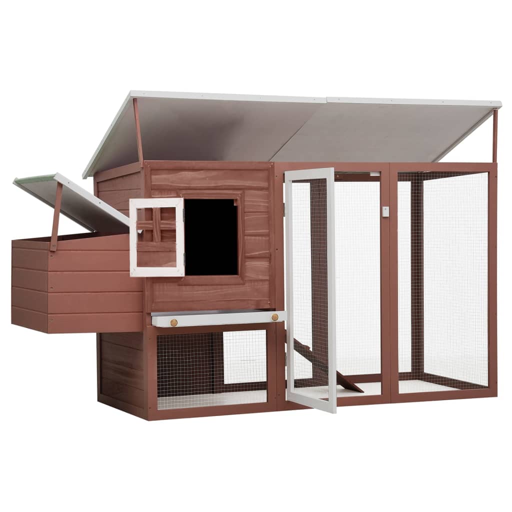vidaXL Coteț păsări de exterior, casă găini cu 1 cuibar, maro, lemn vidaXL Coteț păsări de exterior, casă găini cu 1 cuibar, maro, lemn