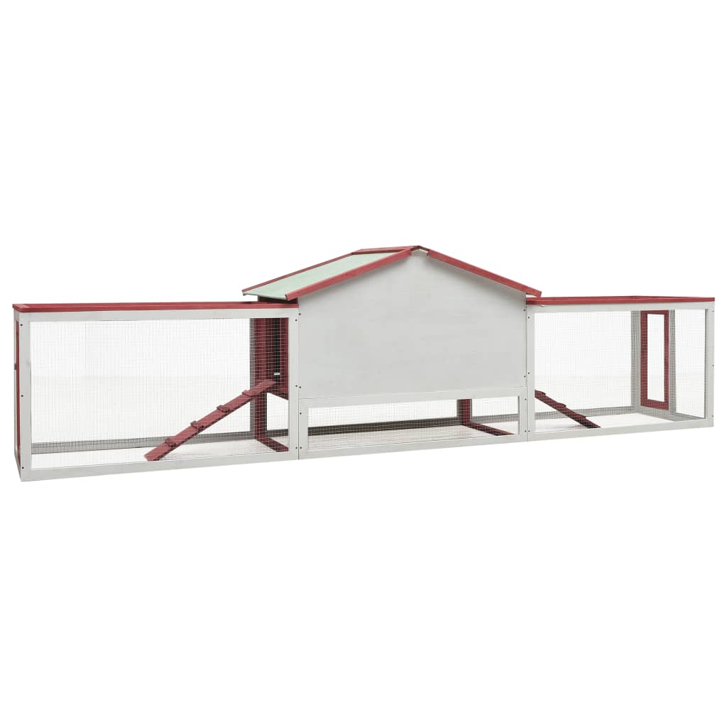 vidaXL Cușcă iepuri, roșu, 310x70x87 cm, lemn masiv pin & brad vidaXL Cușcă iepuri, roșu, 310x70x87 cm, lemn masiv pin & brad