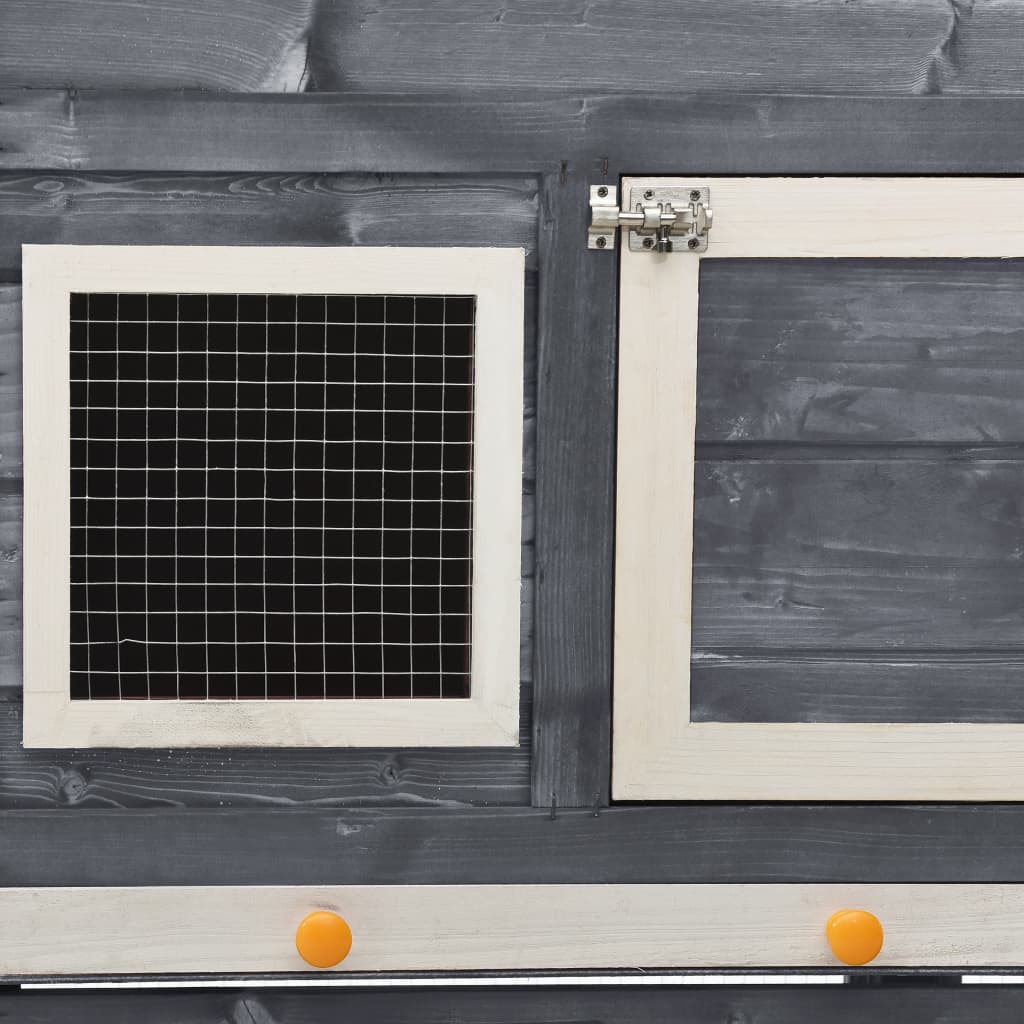 vidaXL Cușcă iepuri, gri/alb,140 x 63 x 120 cm, lemn masiv de brad