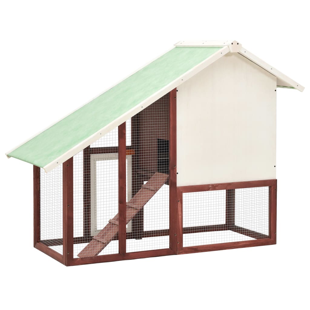 vidaXL Cușcă iepuri, cafeniu/alb,140 x 63 x 120 cm, lemn masiv brad vidaXL Cușcă iepuri, cafeniu/alb,140 x 63 x 120 cm, lemn masiv brad