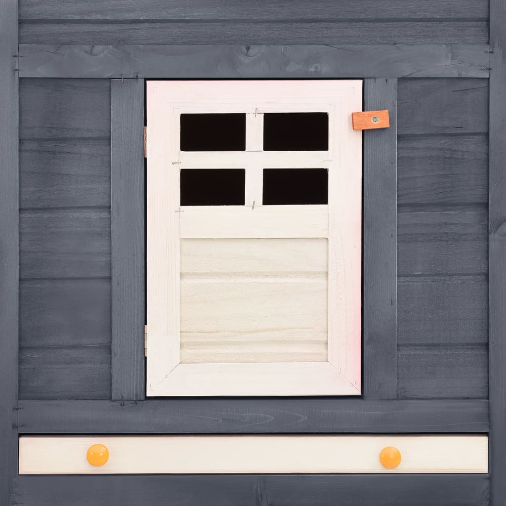 vidaXL Cușcă iepuri exterior, spațiu de joacă, gri/alb, lemn de brad