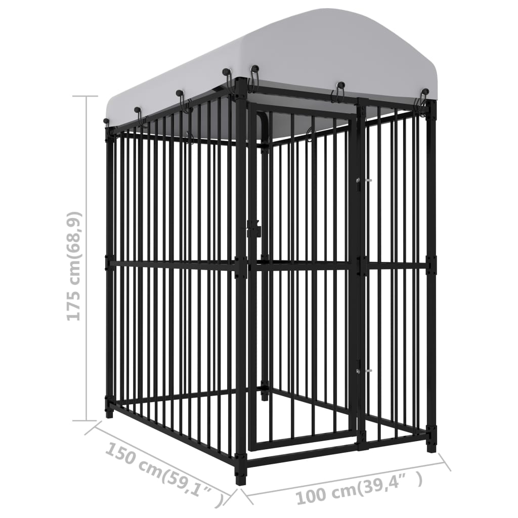 vidaXL Padoc pentru câini de exterior, cu acoperiș, 150 x 100 x 175 cm vidaXL Padoc pentru câini de exterior, cu acoperiș, 150 x 100 x 175 cm