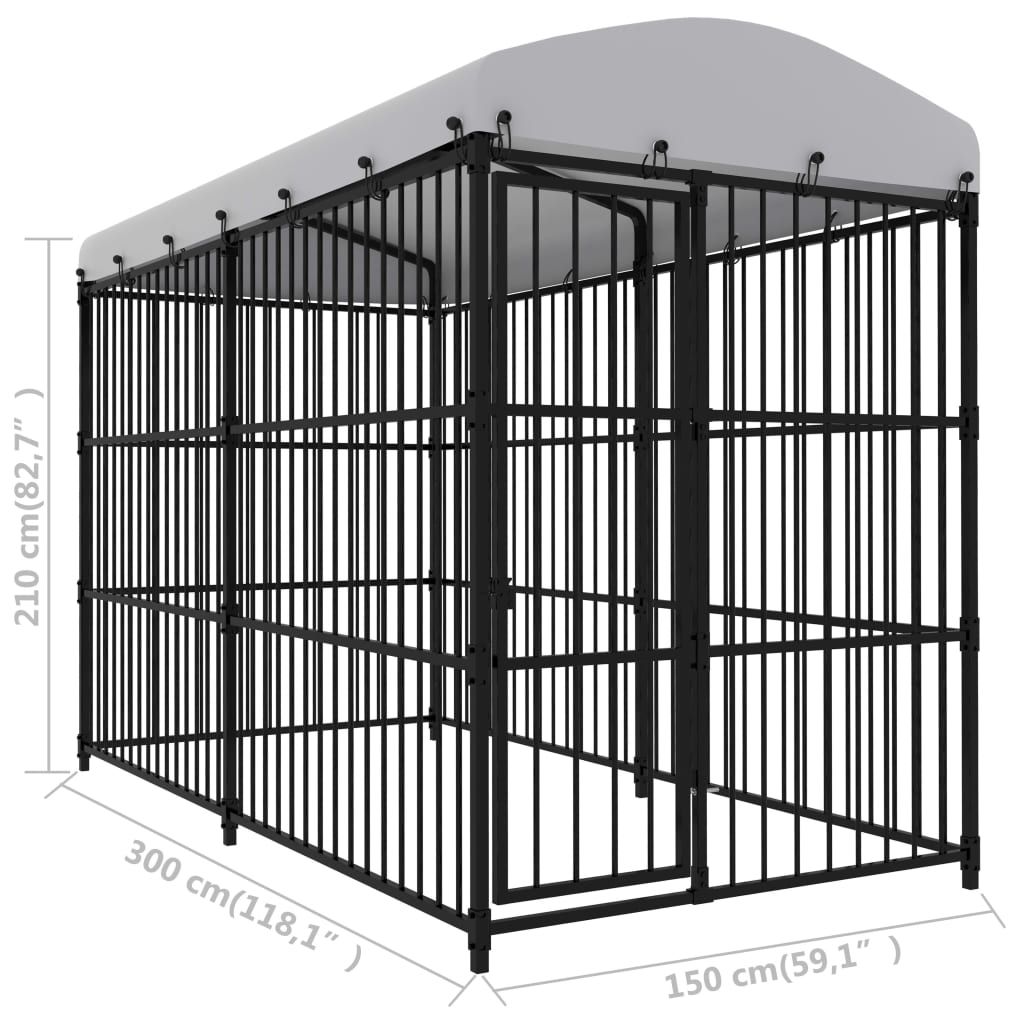 vidaXL Padoc pentru câini de exterior, cu acoperiș, 300 x 150 x 210 cm vidaXL Padoc pentru câini de exterior, cu acoperiș, 300 x 150 x 210 cm