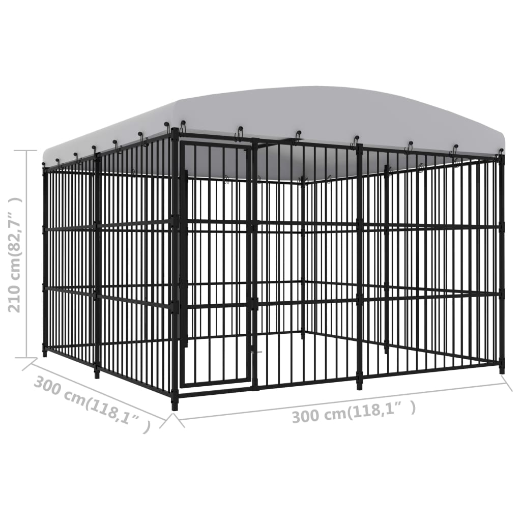 vidaXL Padoc pentru câini de exterior, cu acoperiș, 300 x 300 x 210 cm vidaXL Padoc pentru câini de exterior, cu acoperiș, 300 x 300 x 210 cm
