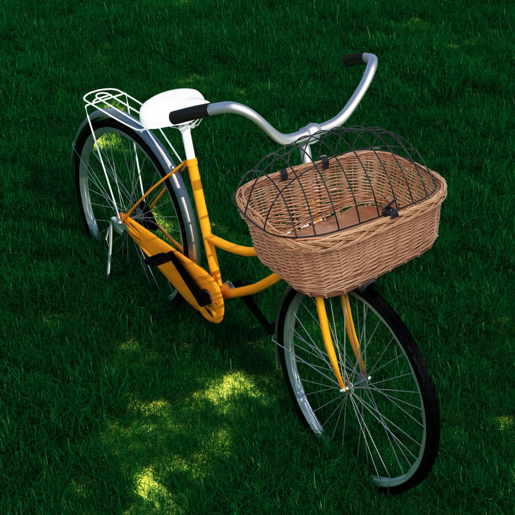 vidaXL Coș frontal bicicletă cu capac, 50x45x35 cm, salcie naturală vidaXL Coș frontal bicicletă cu capac, 50x45x35 cm, salcie naturală
