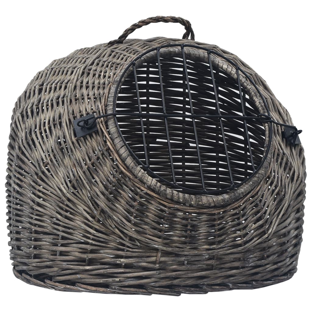 vidaXL Coș de transport pisici, gri, 50x42x40 cm, răchită naturală vidaXL Coș de transport pisici, gri, 50x42x40 cm, răchită naturală