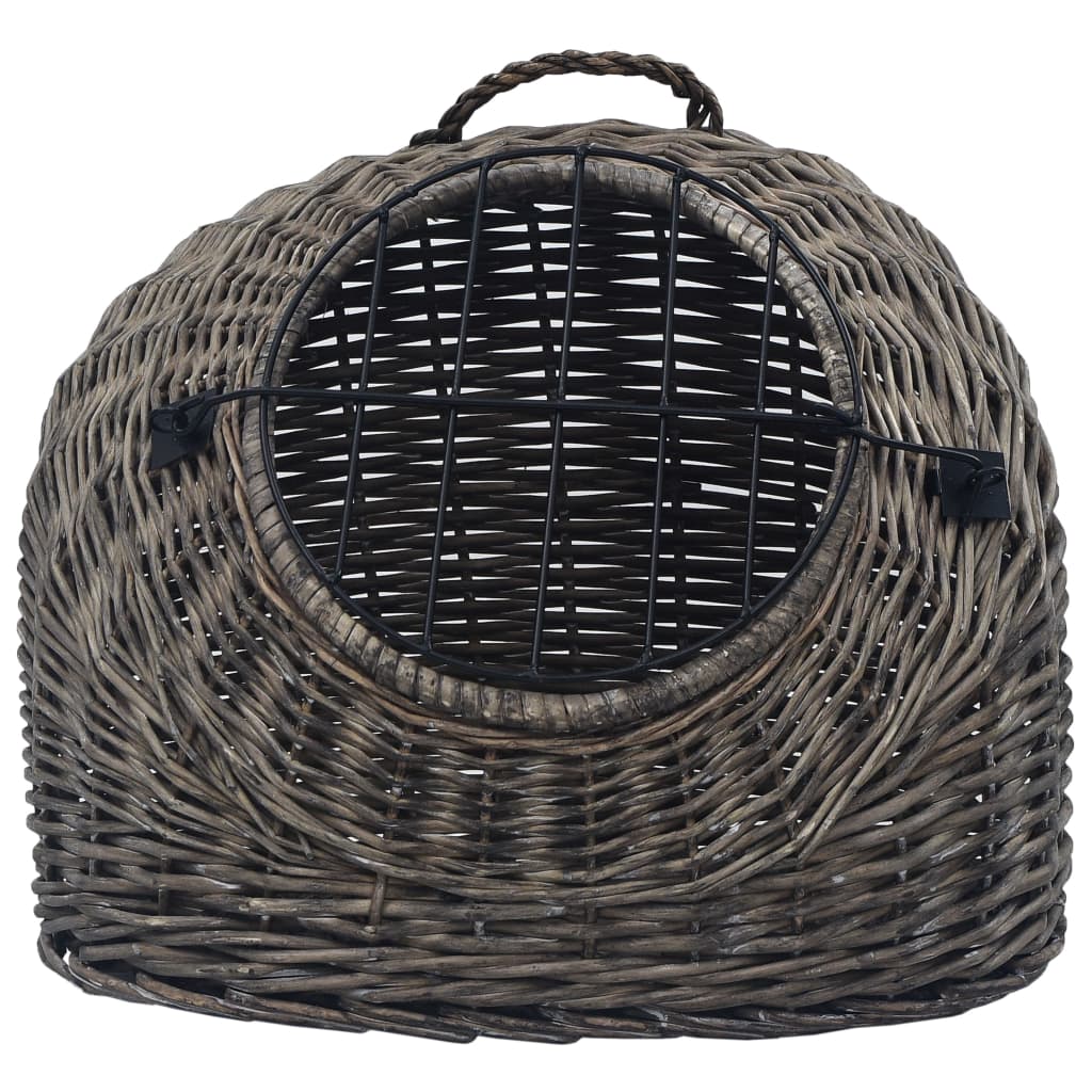vidaXL Coș de transport pisici, gri, 50x42x40 cm, răchită naturală vidaXL Coș de transport pisici, gri, 50x42x40 cm, răchită naturală