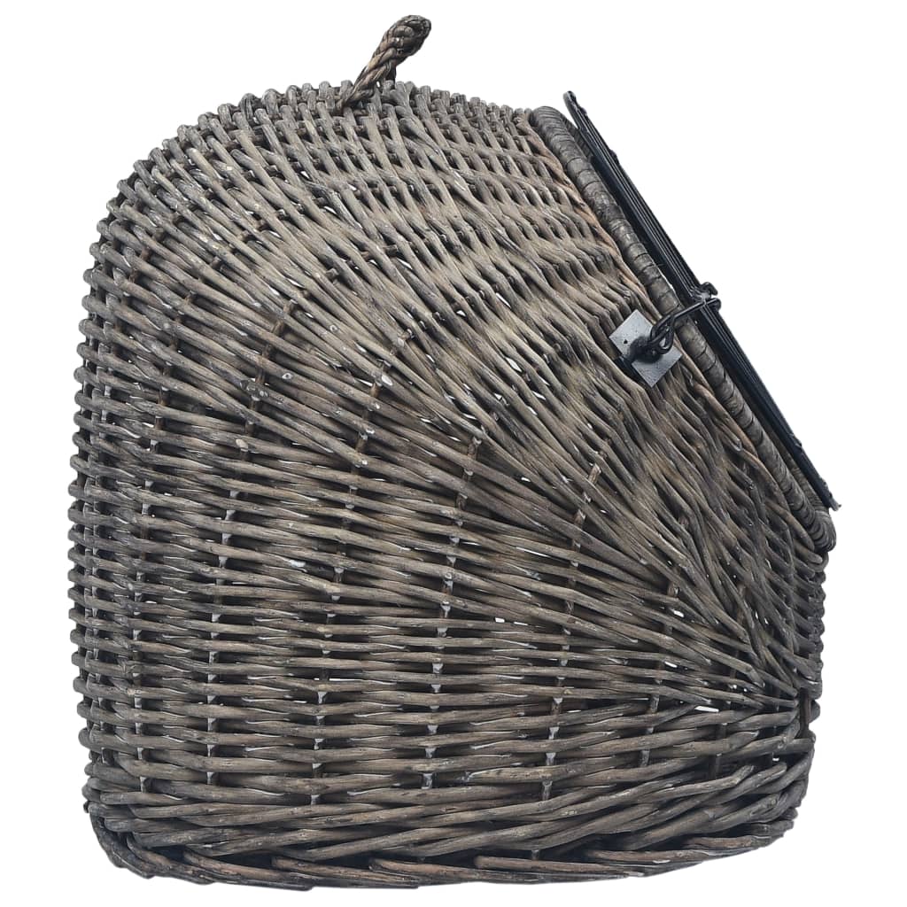 vidaXL Coș de transport pisici, gri, 50x42x40 cm, răchită naturală vidaXL Coș de transport pisici, gri, 50x42x40 cm, răchită naturală