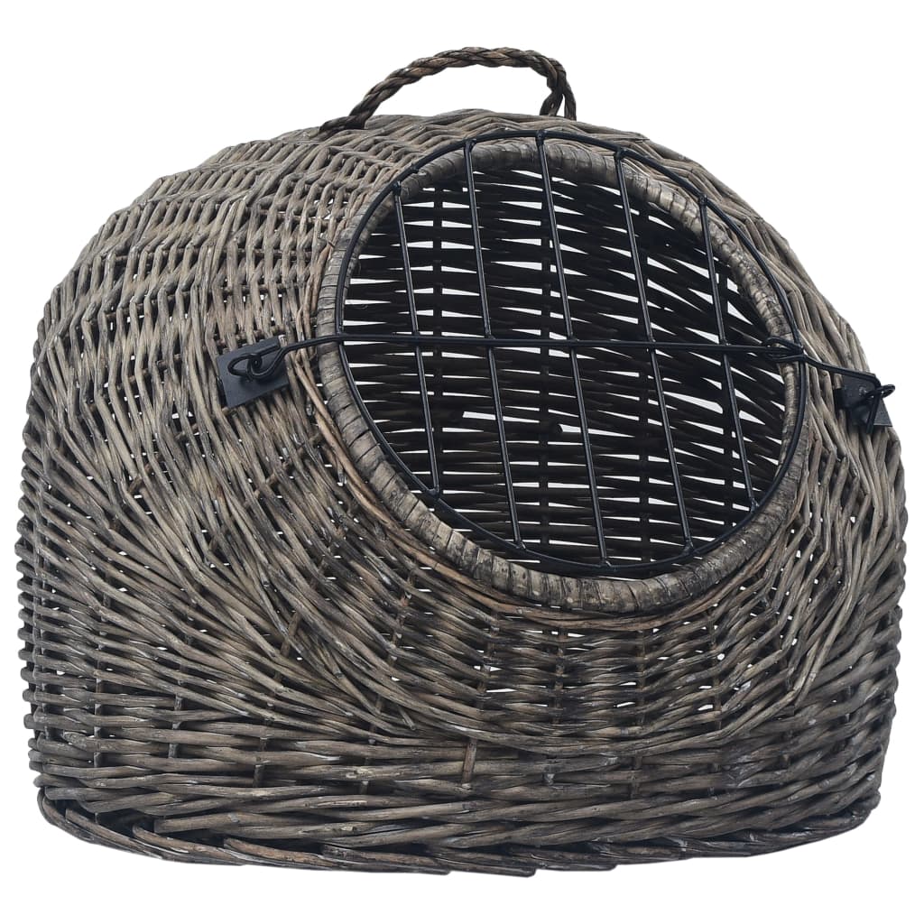 vidaXL Coș transport pentru pisici, gri, 60x45x45 cm, răchită naturală vidaXL Coș transport pentru pisici, gri, 60x45x45 cm, răchită naturală