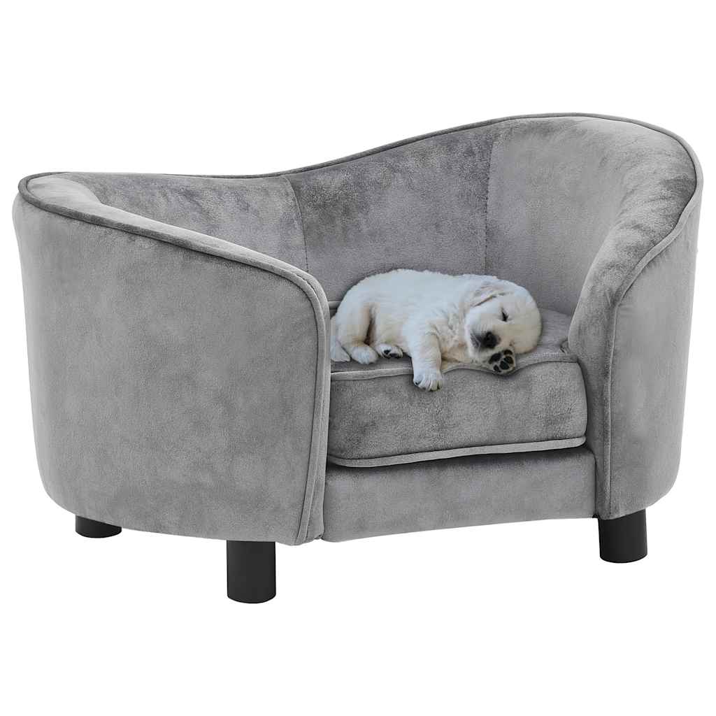 vidaXL Canapea pentru câini, gri, 69 x 49 x 40 cm, pluș vidaXL Canapea pentru câini, gri, 69 x 49 x 40 cm, pluș