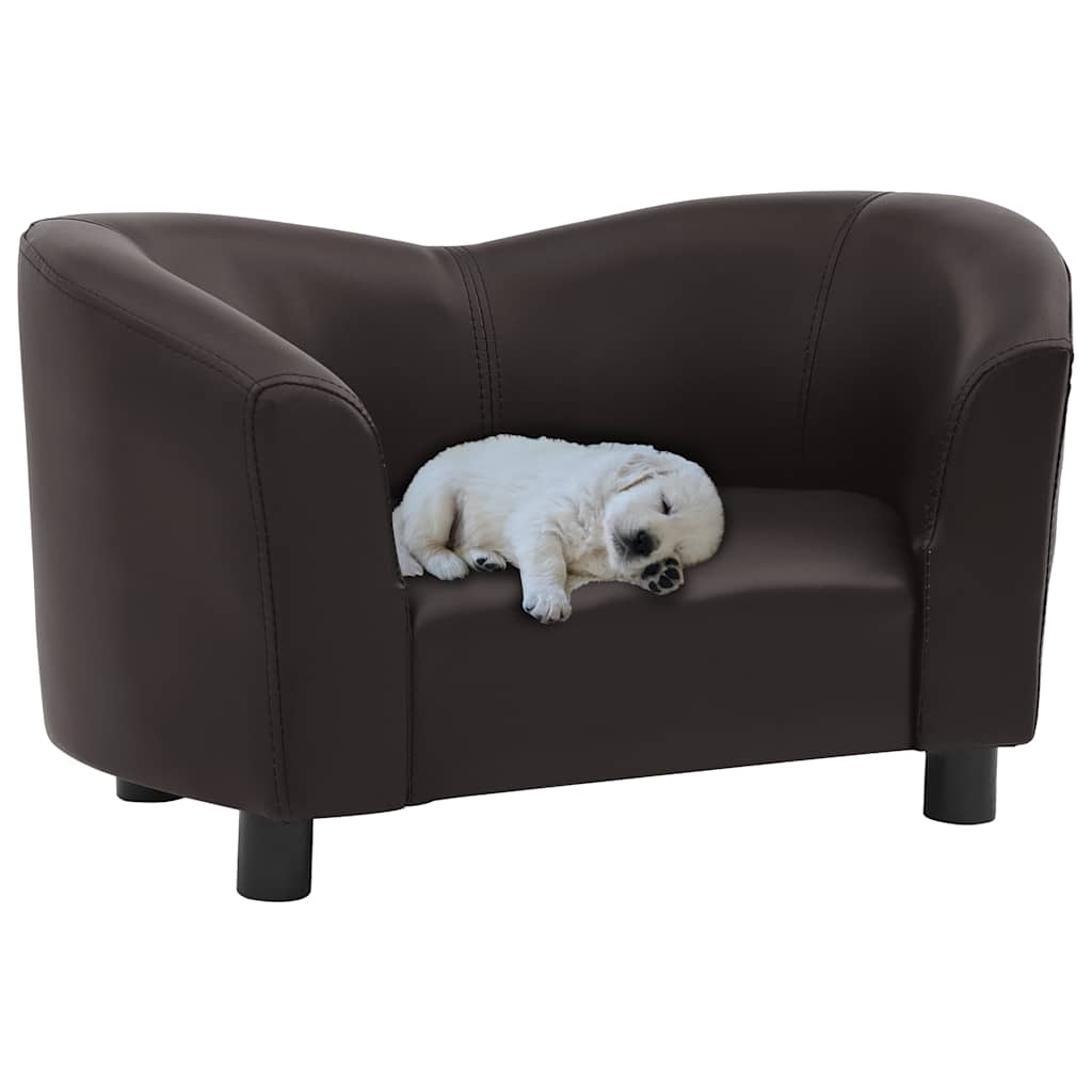 vidaXL Canapea pentru câini, maro, 67x41x39 cm, piele ecologică vidaXL Canapea pentru câini, maro, 67x41x39 cm, piele ecologică