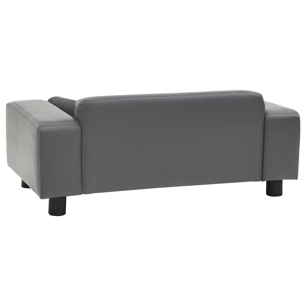 vidaXL Canapea pentru câini, gri, 81x43x31 cm, pluș & piele ecologică vidaXL Canapea pentru câini, gri, 81x43x31 cm, pluș & piele ecologică