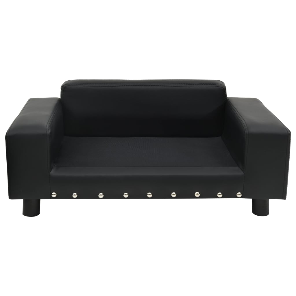 vidaXL Canapea pentru câini, negru, 81x43x31cm, pluș & piele ecologică vidaXL Canapea pentru câini, negru, 81x43x31cm, pluș & piele ecologică
