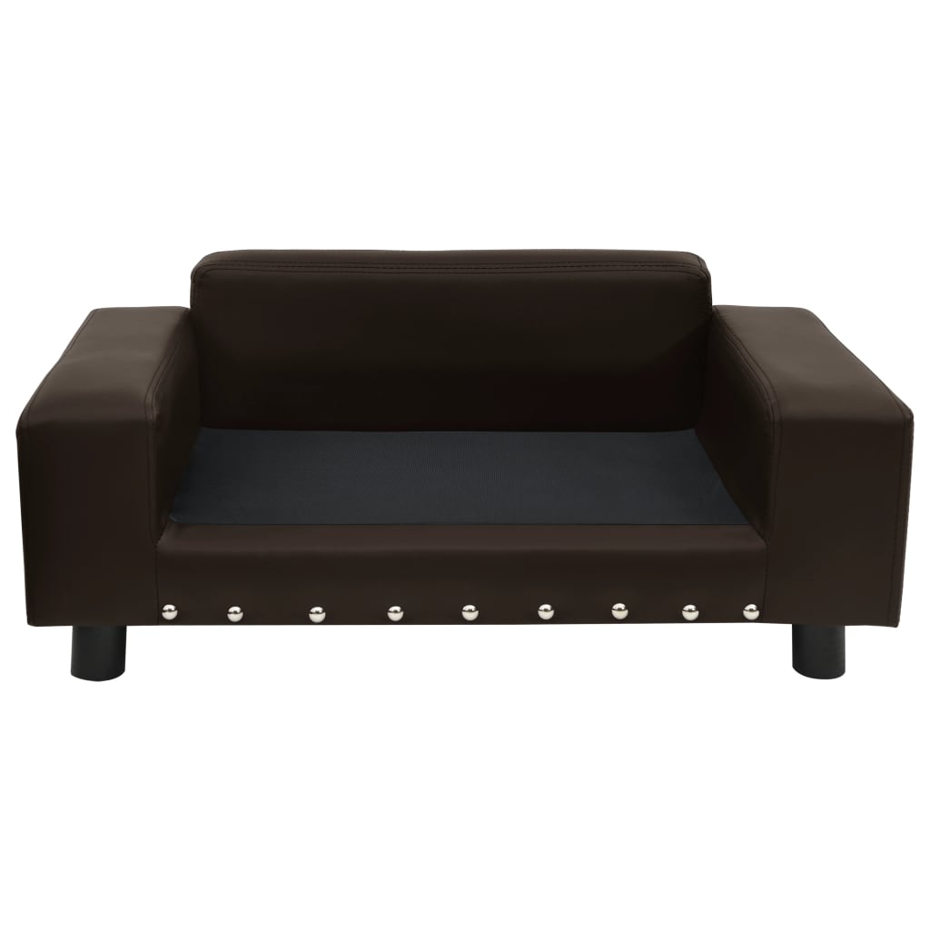 vidaXL Canapea pentru câini, maro, 81x43x31cm, pluș & piele ecologică vidaXL Canapea pentru câini, maro, 81x43x31cm, pluș & piele ecologică