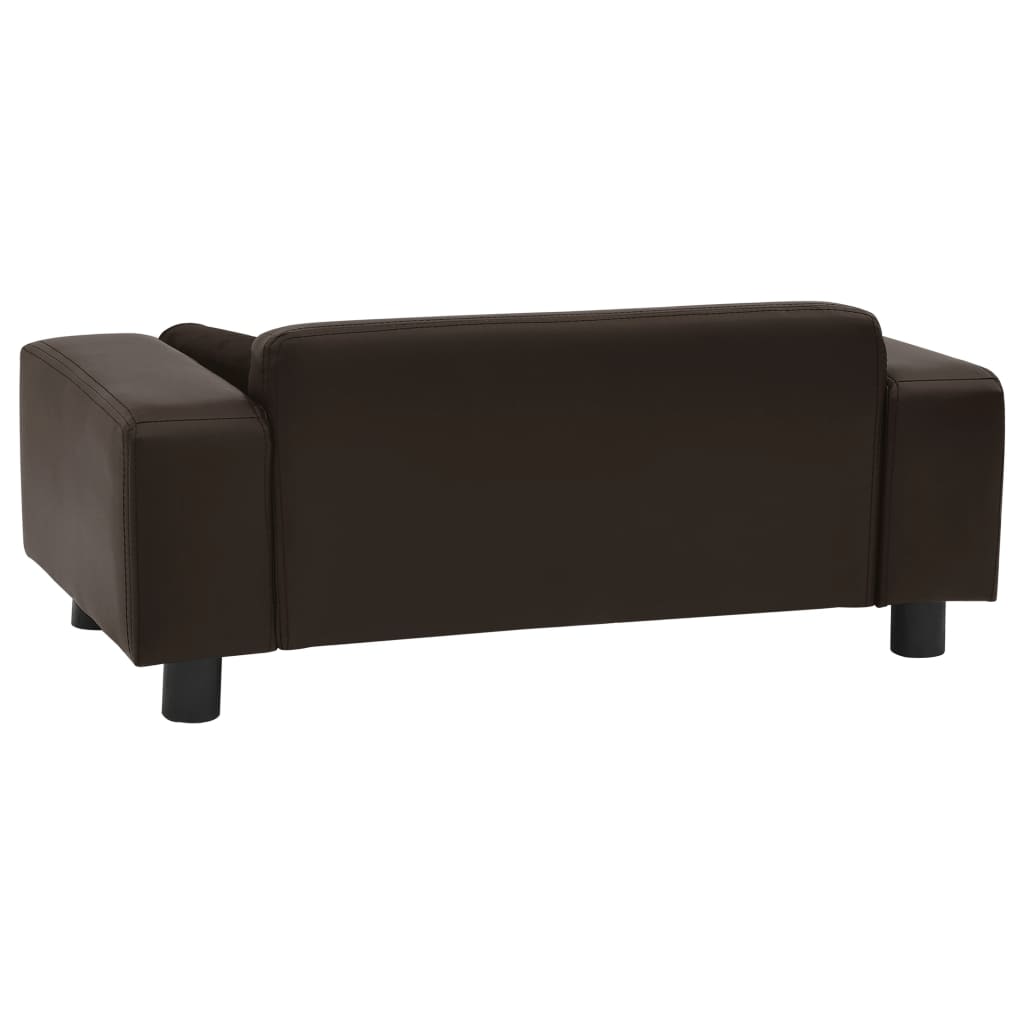 vidaXL Canapea pentru câini, maro, 81x43x31cm, pluș & piele ecologică vidaXL Canapea pentru câini, maro, 81x43x31cm, pluș & piele ecologică
