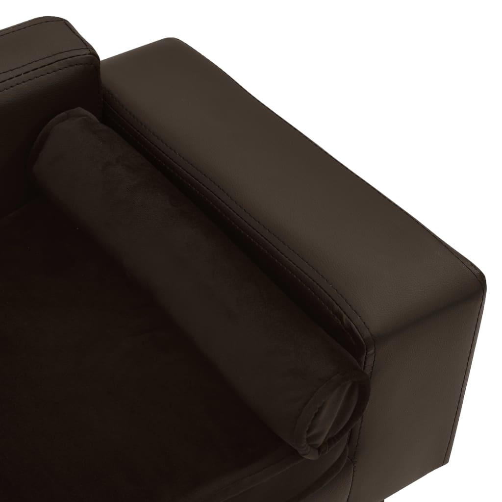 vidaXL Canapea pentru câini, maro, 81x43x31cm, pluș & piele ecologică vidaXL Canapea pentru câini, maro, 81x43x31cm, pluș & piele ecologică