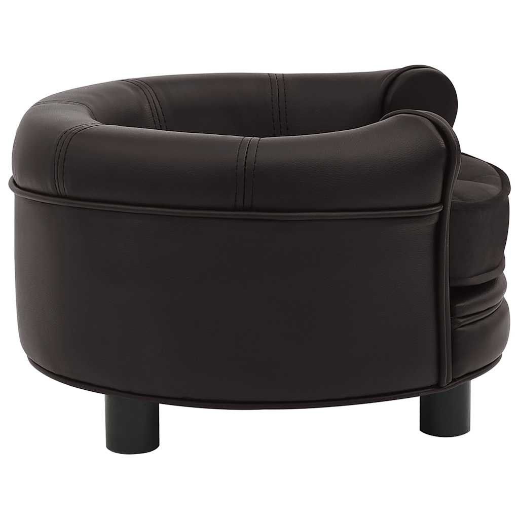 vidaXL Canapea pentru câini, maro, 48x48x32 cm, pluș & piele ecologică