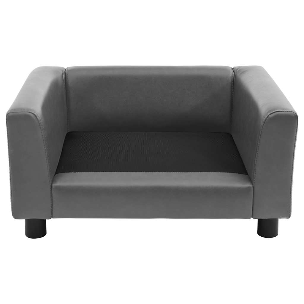 vidaXL Canapea pentru câini, gri, 60x43x30 cm, pluș & piele ecologică vidaXL Canapea pentru câini, gri, 60x43x30 cm, pluș & piele ecologică