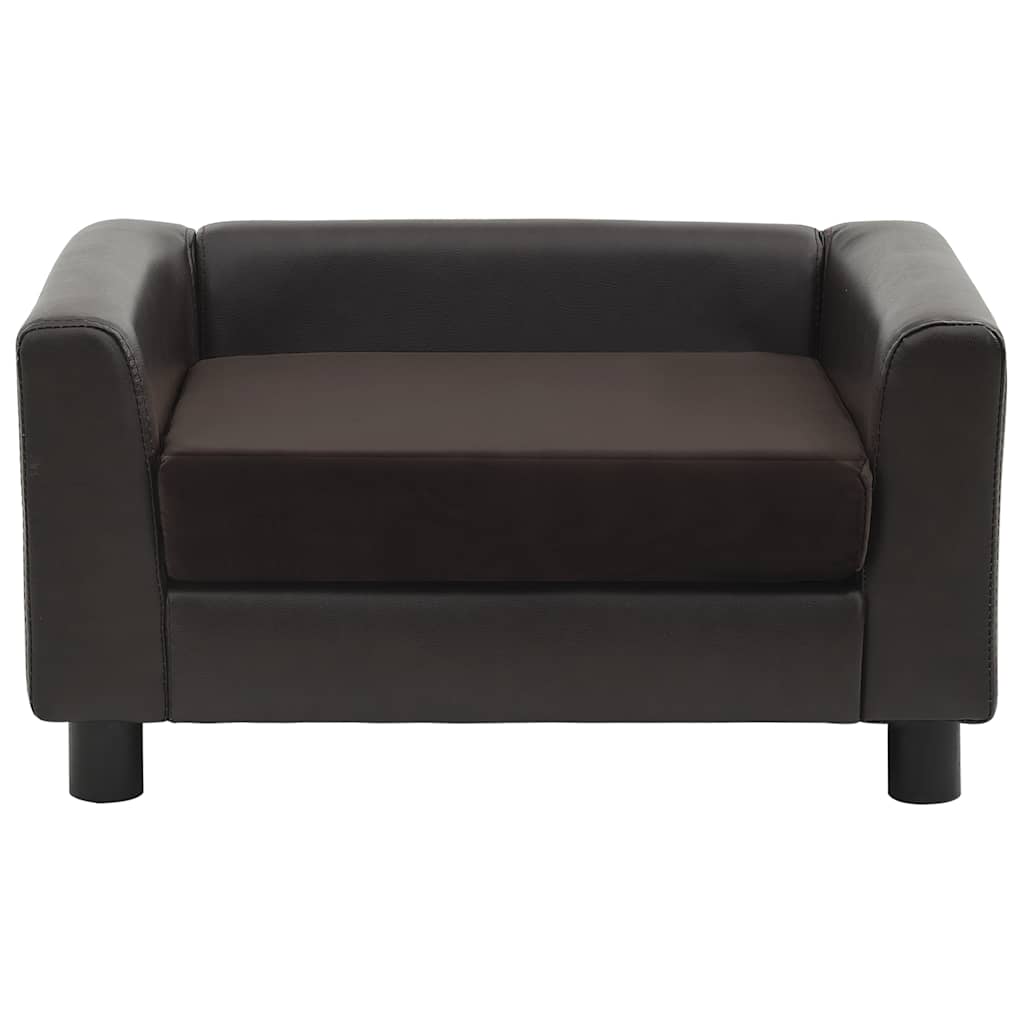 vidaXL Canapea pentru câini, maro, 60x43x30 cm, pluș & piele ecologică vidaXL Canapea pentru câini, maro, 60x43x30 cm, pluș & piele ecologică