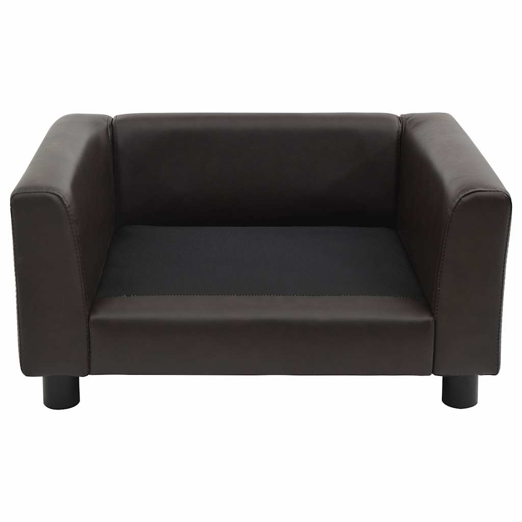 vidaXL Canapea pentru câini, maro, 60x43x30 cm, pluș & piele ecologică vidaXL Canapea pentru câini, maro, 60x43x30 cm, pluș & piele ecologică