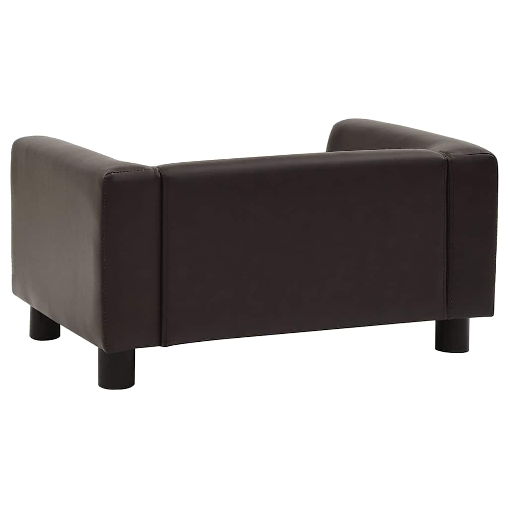 vidaXL Canapea pentru câini, maro, 60x43x30 cm, pluș & piele ecologică vidaXL Canapea pentru câini, maro, 60x43x30 cm, pluș & piele ecologică