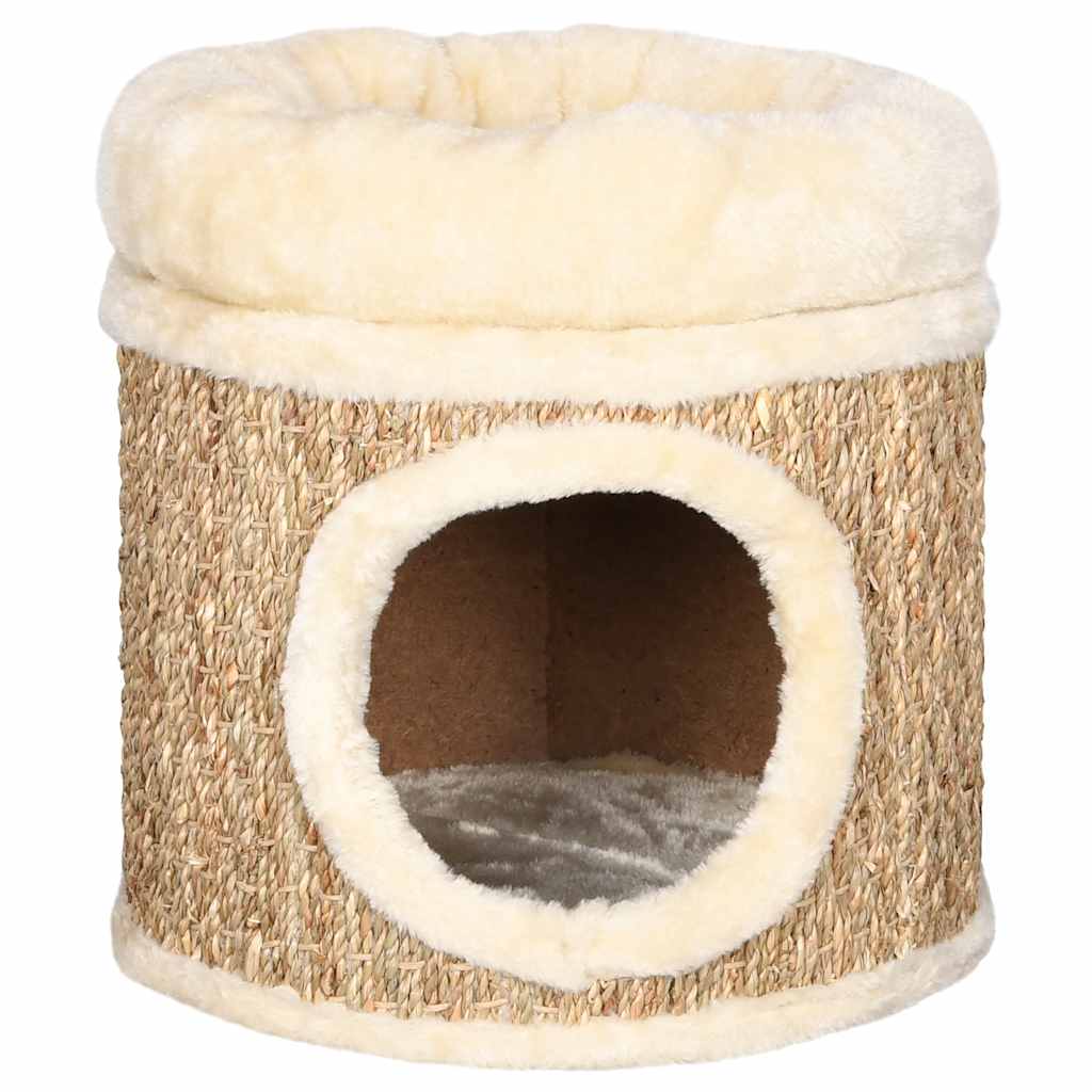 vidaXL Căsuță de pisici luxoasă cu pernă, 33 cm, iarbă de mare vidaXL Căsuță de pisici luxoasă cu pernă, 33 cm, iarbă de mare